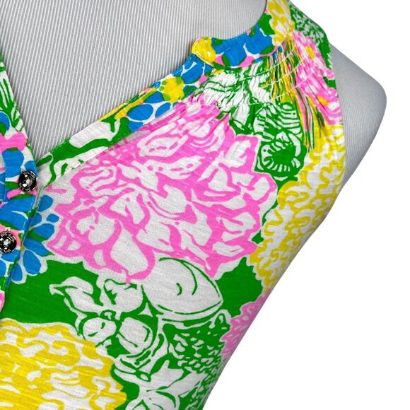 Lilly Pulitzer Essie Top Women’s XS Multi Hibiscus Stroll 100% Cotton Sleeveless - Picture 3 of 9